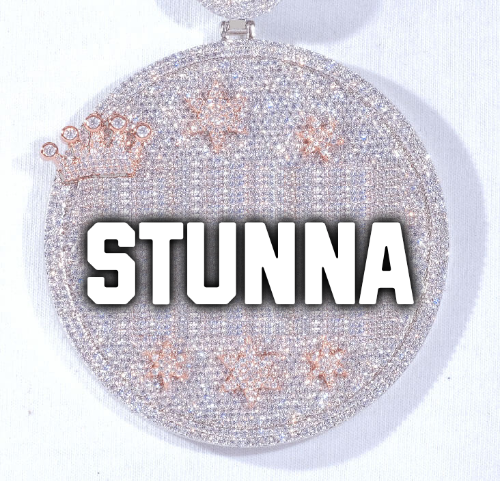 CUSTOM LETTER NECKLACE 3D BIG CROWN DISC