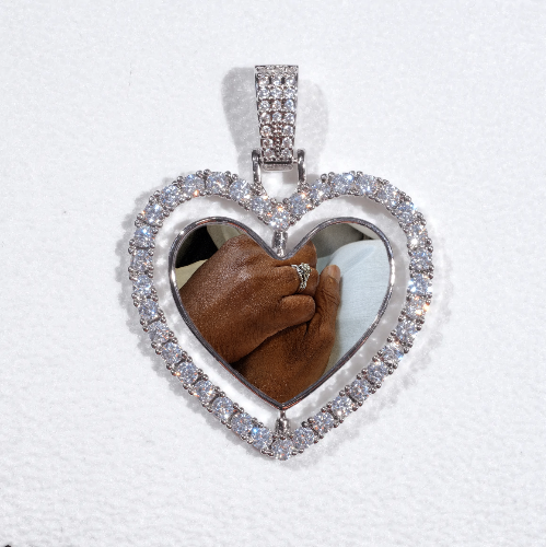 3D Spinning 2-Faced Heart Custom Picture Pendant