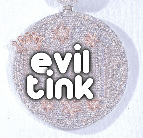 CUSTOM LETTER NECKLACE 3D BIG CROWN DISC
