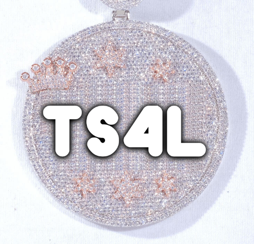 CUSTOM LETTER NECKLACE 3D BIG CROWN DISC