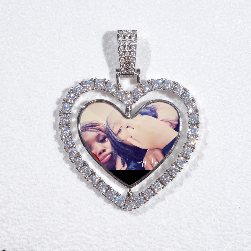 3D Spinning 2-Faced Heart Custom Picture Pendant