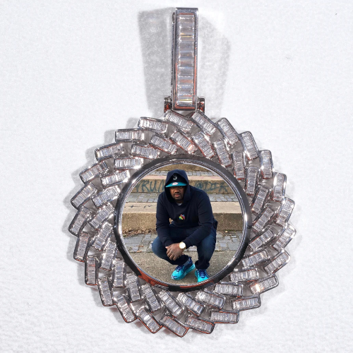 Large 3D Baguette Custom Picture Pendant
