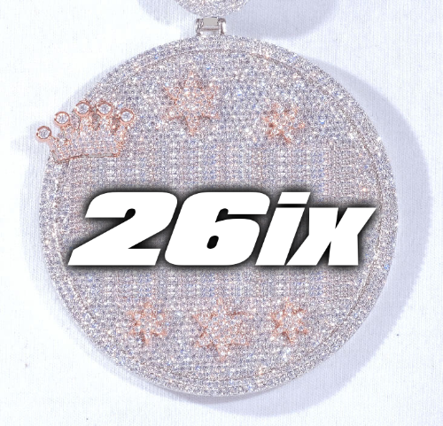 CUSTOM LETTER NECKLACE 3D BIG CROWN DISC