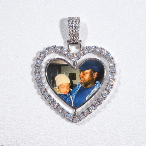 3D Spinning 2-Faced Heart Custom Picture Pendant