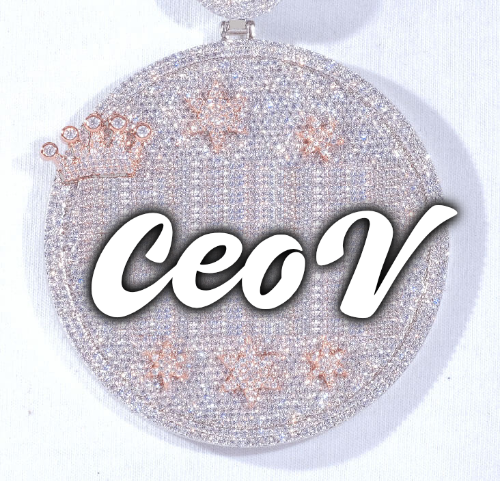 CUSTOM LETTER NECKLACE 3D BIG CROWN DISC