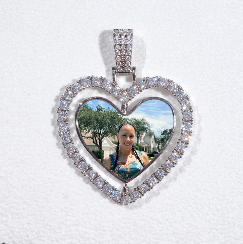 3D Spinning 2-Faced Heart Custom Picture Pendant