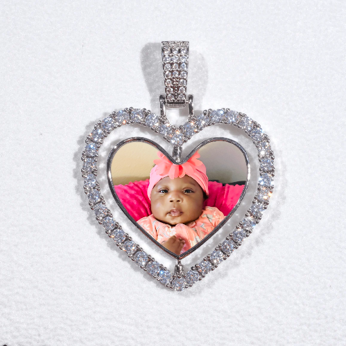 3D Spinning 2-Faced Heart Custom Picture Pendant