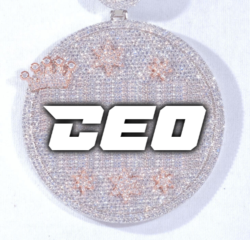 CUSTOM LETTER NECKLACE 3D BIG CROWN DISC