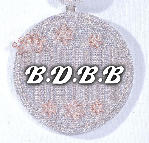 CUSTOM LETTER NECKLACE 3D BIG CROWN DISC