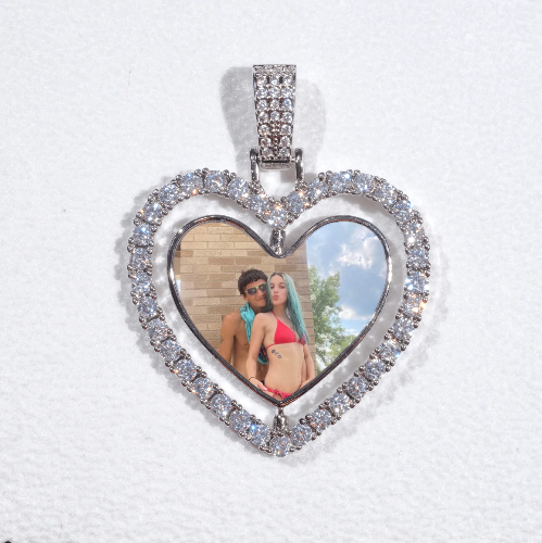 3D Spinning 2-Faced Heart Custom Picture Pendant