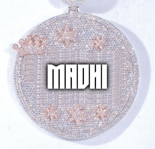CUSTOM LETTER NECKLACE 3D BIG CROWN DISC