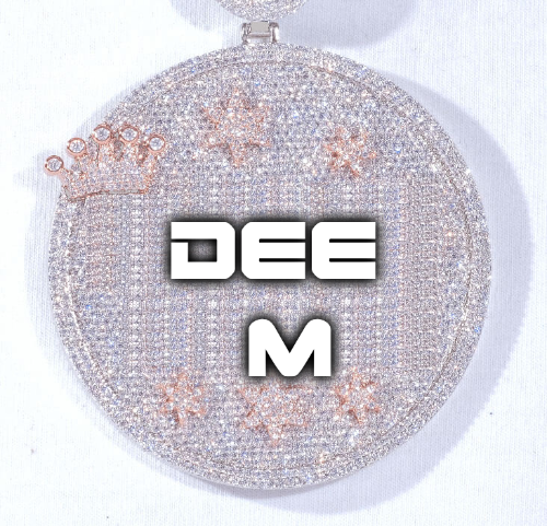 CUSTOM LETTER NECKLACE 3D BIG CROWN DISC