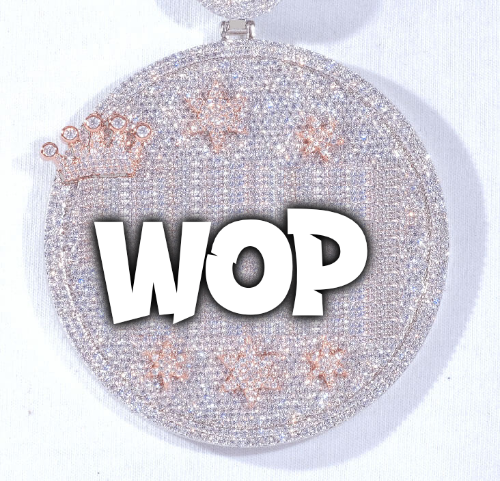 CUSTOM LETTER NECKLACE 3D BIG CROWN DISC