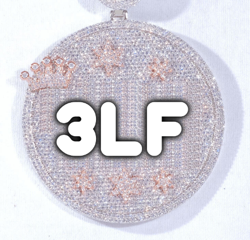 CUSTOM LETTER NECKLACE 3D BIG CROWN DISC