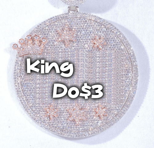 CUSTOM LETTER NECKLACE 3D BIG CROWN DISC