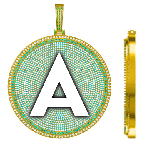 CUSTOM LETTER NECKLACE 3D BIG DISC