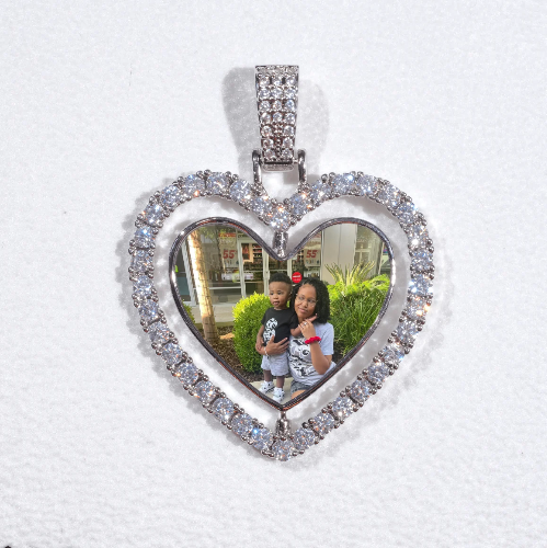 3D Spinning 2-Faced Heart Custom Picture Pendant