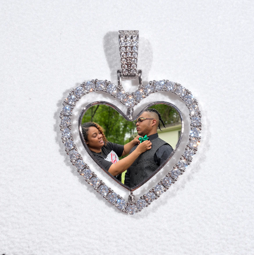 3D Spinning 2-Faced Heart Custom Picture Pendant