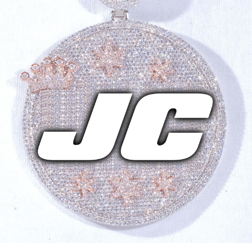 CUSTOM LETTER NECKLACE 3D BIG CROWN DISC