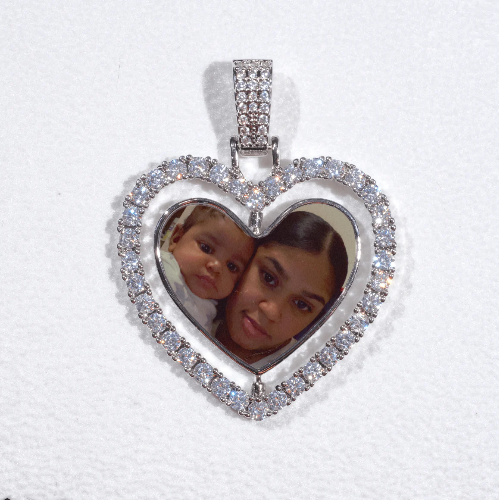3D Spinning 2-Faced Heart Custom Picture Pendant