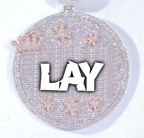 CUSTOM LETTER NECKLACE 3D BIG CROWN DISC