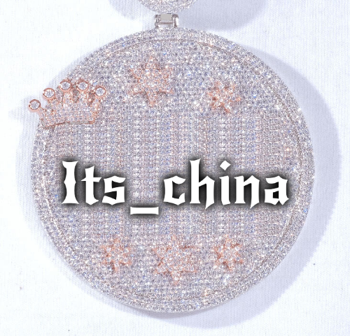 CUSTOM LETTER NECKLACE 3D BIG CROWN DISC