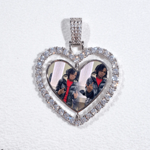 3D Spinning 2-Faced Heart Custom Picture Pendant