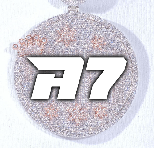 CUSTOM LETTER NECKLACE 3D BIG CROWN DISC