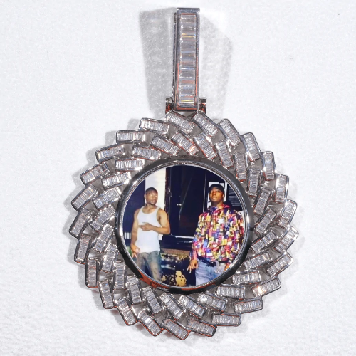Large 3D Baguette Custom Picture Pendant