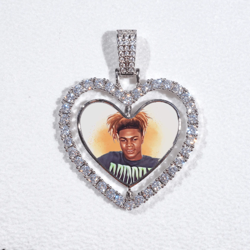 3D Spinning 2-Faced Heart Custom Picture Pendant
