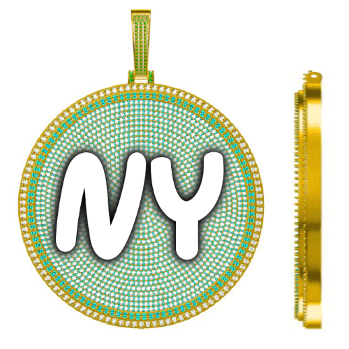 CUSTOM LETTER NECKLACE 3D BIG DISC