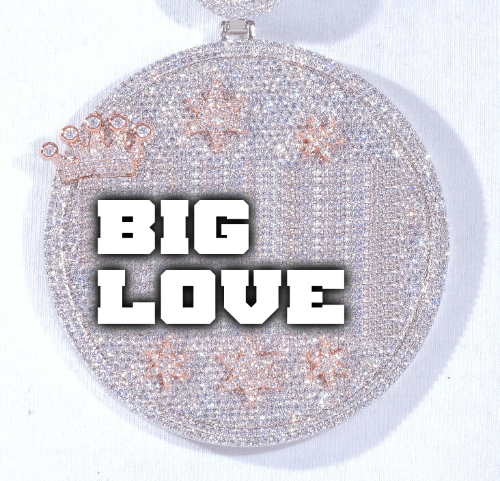 CUSTOM LETTER NECKLACE 3D BIG CROWN DISC