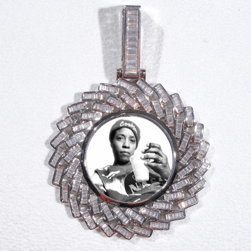 Large 3D Baguette Custom Picture Pendant