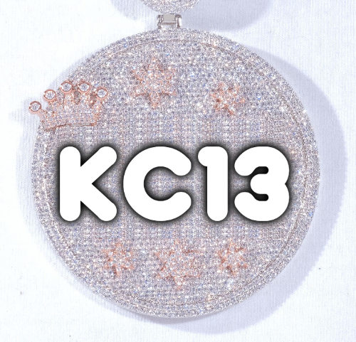 CUSTOM LETTER NECKLACE 3D BIG CROWN DISC