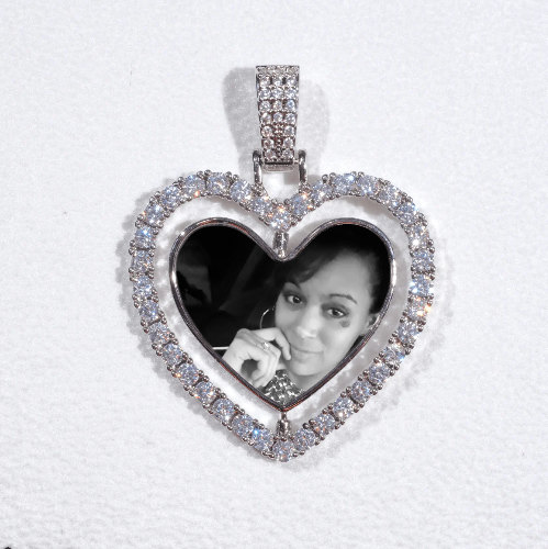 3D Spinning 2-Faced Heart Custom Picture Pendant