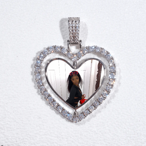 3D Spinning 2-Faced Heart Custom Picture Pendant
