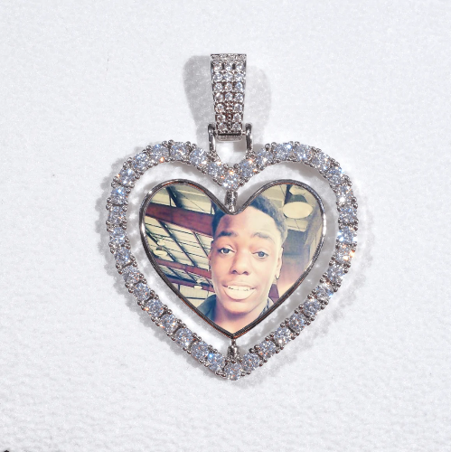 3D Spinning 2-Faced Heart Custom Picture Pendant