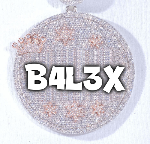 CUSTOM LETTER NECKLACE 3D BIG CROWN DISC