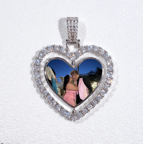 3D Spinning 2-Faced Heart Custom Picture Pendant