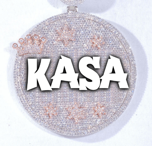 CUSTOM LETTER NECKLACE 3D BIG CROWN DISC