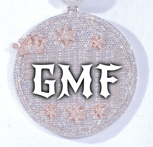 CUSTOM LETTER NECKLACE 3D BIG CROWN DISC