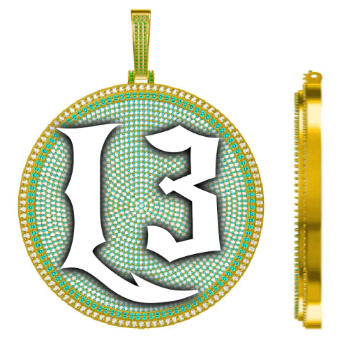 CUSTOM LETTER NECKLACE 3D BIG DISC