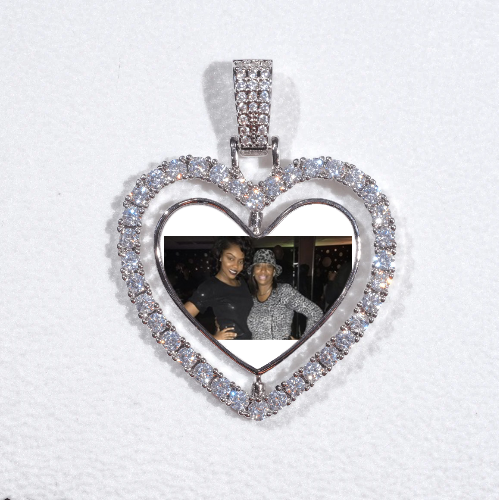 3D Spinning 2-Faced Heart Custom Picture Pendant