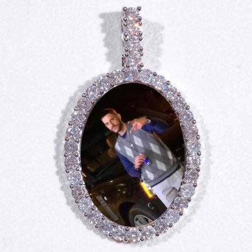 Large 3D Oval Custom Picture Pendant