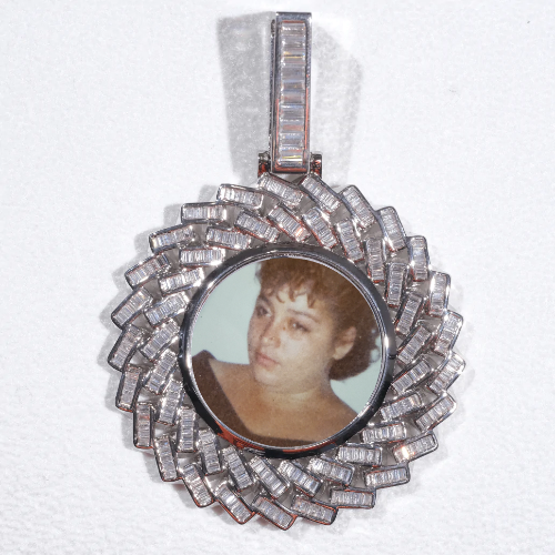 Large 3D Baguette Custom Picture Pendant