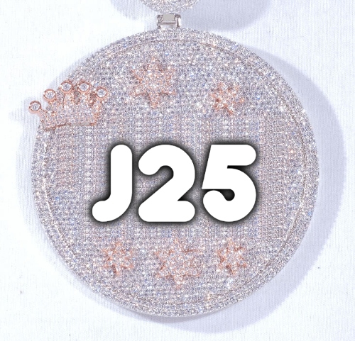 CUSTOM LETTER NECKLACE 3D BIG CROWN DISC