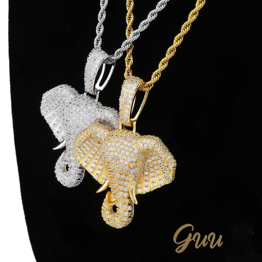18K Yellow Gold-Plated Micro-inlay  AAA CZ Elephant Pendant Necklace - The GUU Shop