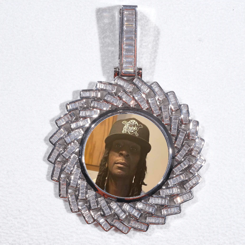 Large 3D Baguette Custom Picture Pendant