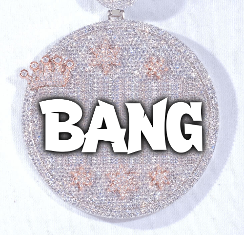 CUSTOM LETTER NECKLACE 3D BIG CROWN DISC