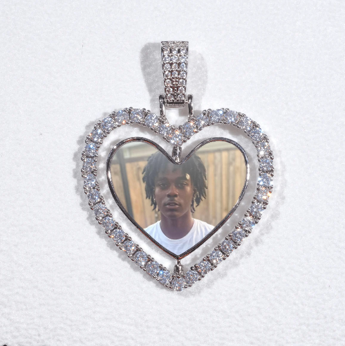 3D Spinning 2-Faced Heart Custom Picture Pendant